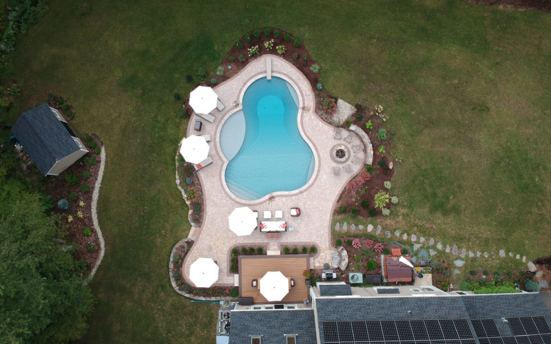 Birds Eye View Photo Of A Custom Inground Pool Installed By Majestic Pools