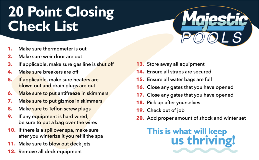 20 Point Closing Checklist